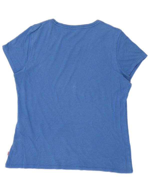 Levi's Grafisk T-shirt top til kvinder UK 18 XL Blå bomuld