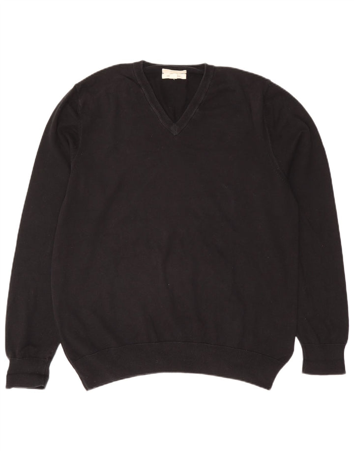 Marks & Spencer Herre V-hals sweater Stor sort bomuld