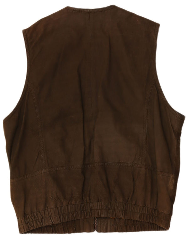 Asgard Mens Ruskind Gilet IT 56 3XL Brunt Læder