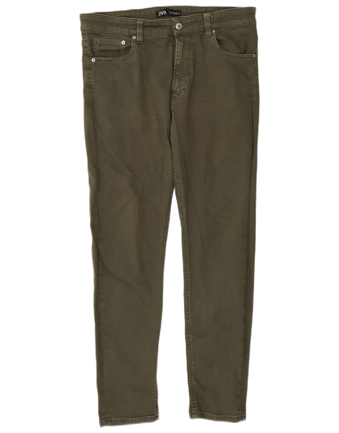 Zara Herre Slim Jeans EU 44 Large W34 L30 Khaki Bomuld
