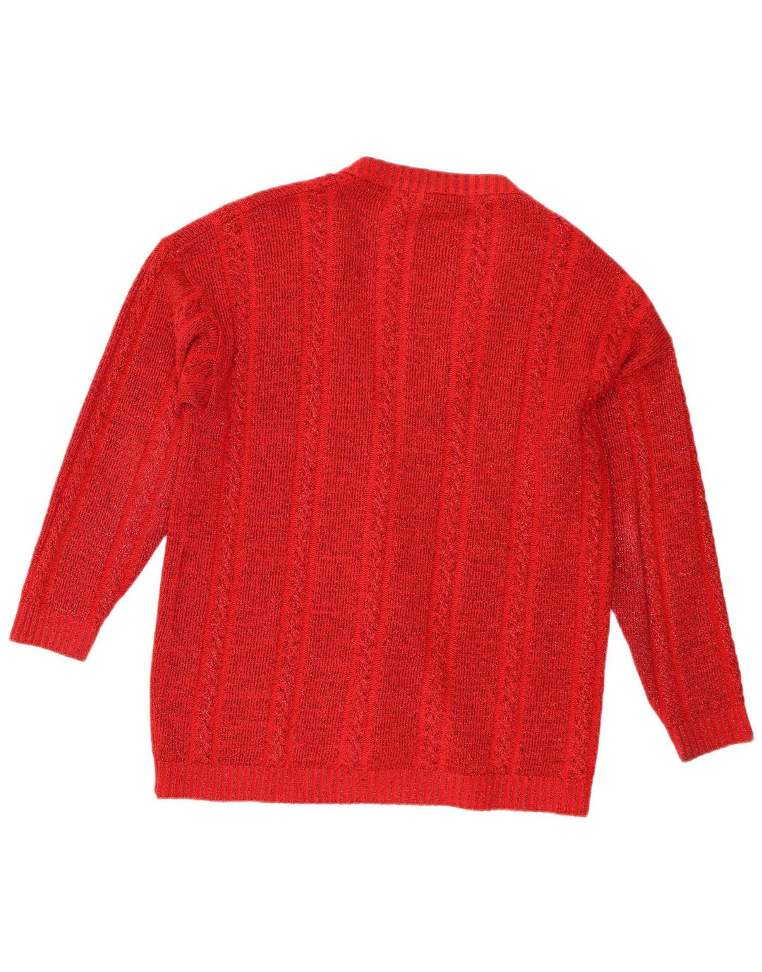 Silhouette Dame Loose Fit Cardigan Sweater UK 14 Medium Rød Uld