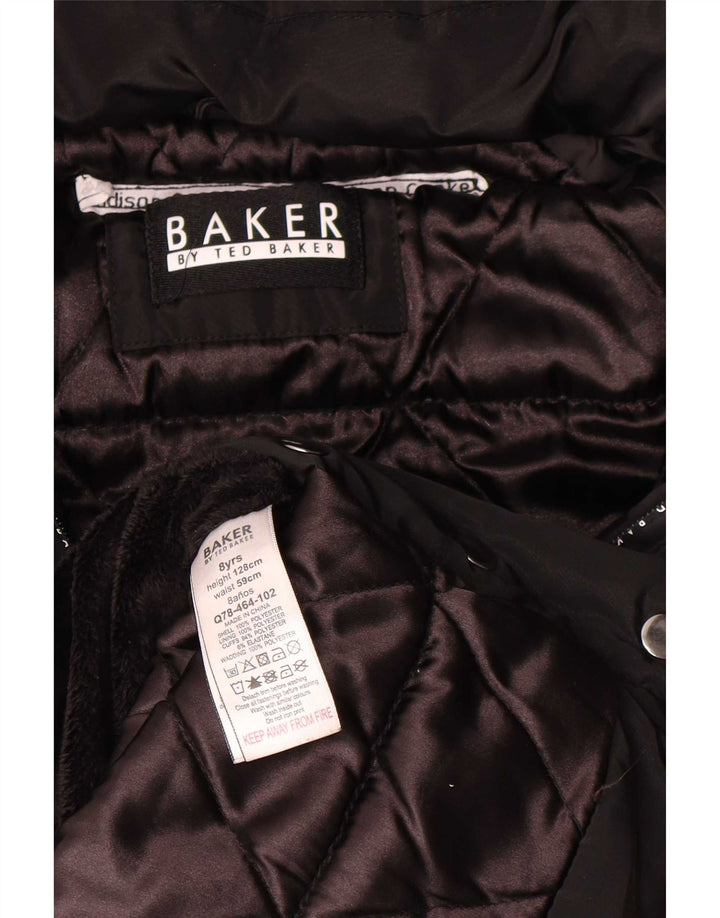 Ted Baker Girls Grafisk hættepolstret frakke 7-8 år sort polyester