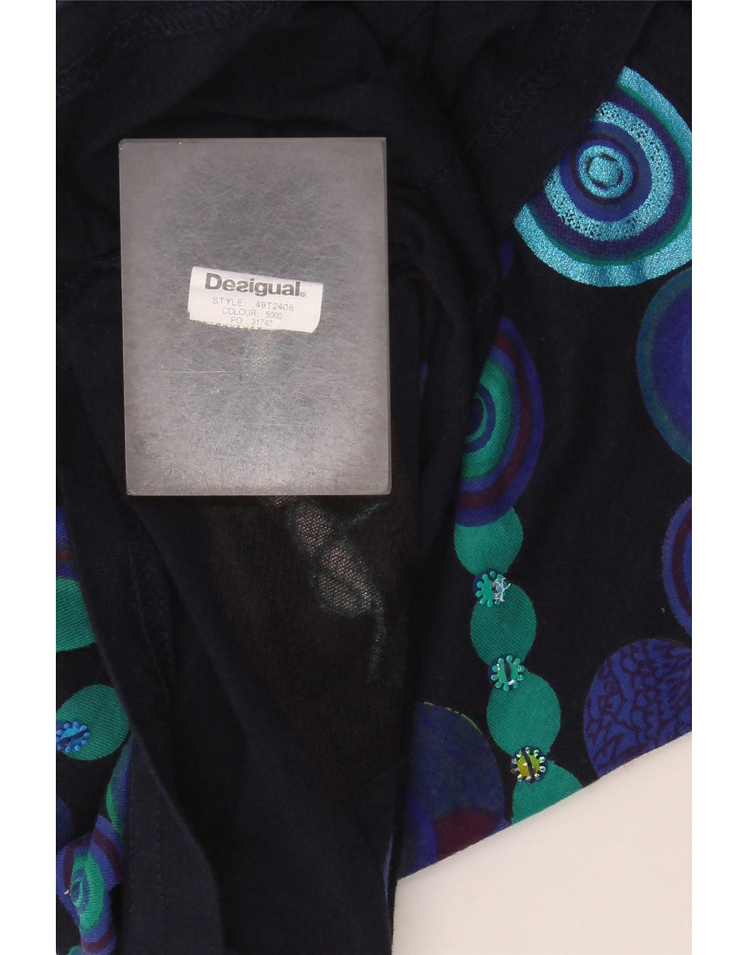Desigual Dame Grafisk Top Langærmet UK 14 Medium Navy Blue Floral