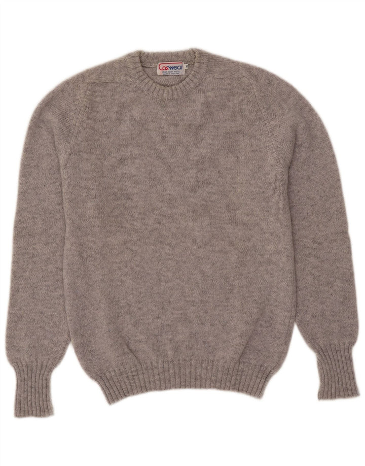 Vintage herre sweater med rund hals, medium grå uld