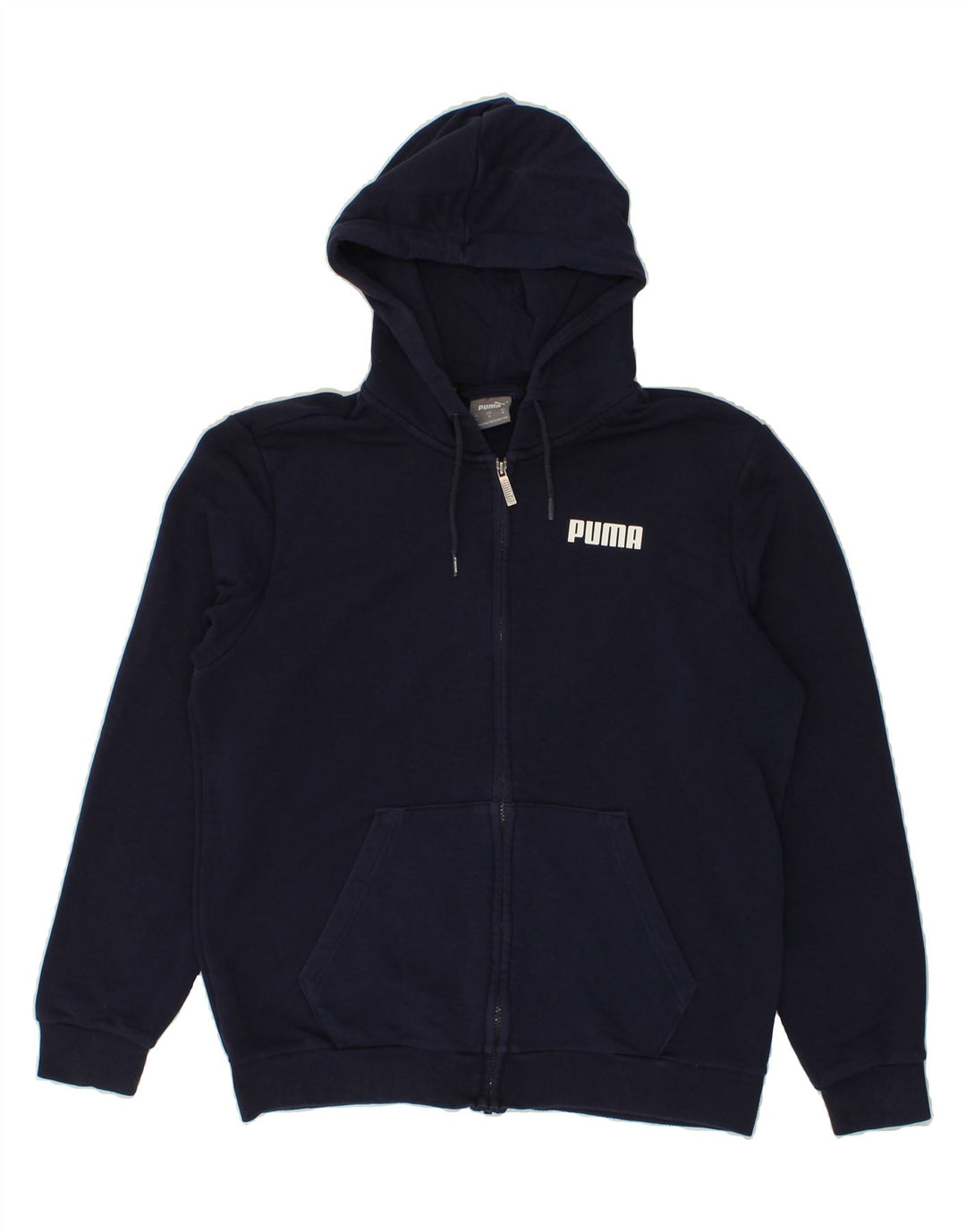 PUMA Mens Zip Hoodie Sweater Medium Navy Blue Cotton Vintage Puma and Second-Hand Puma from Messina Hembry 