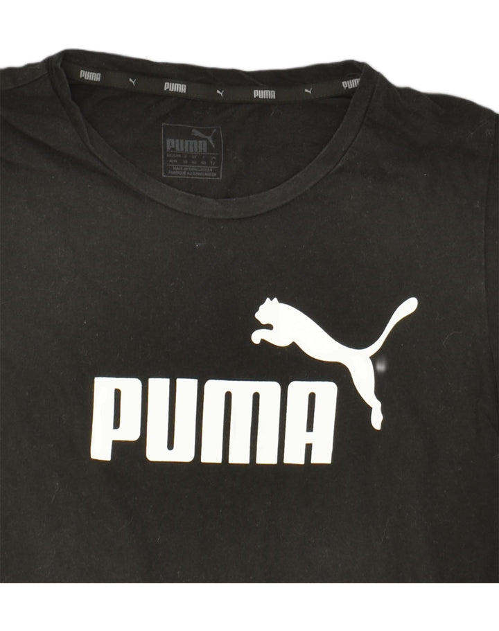 PUMA Womens Graphic T-Shirt Top UK 12 Medium Black Cotton | Vintage Puma | Thrift | Second-Hand Puma | Used Clothing | Messina Hembry 