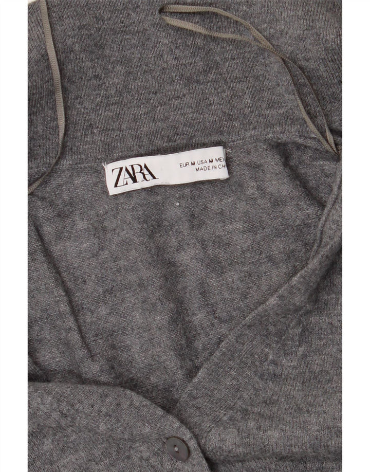 ZARA Womens Crop Cardigan Sweater UK 12 Medium Grey