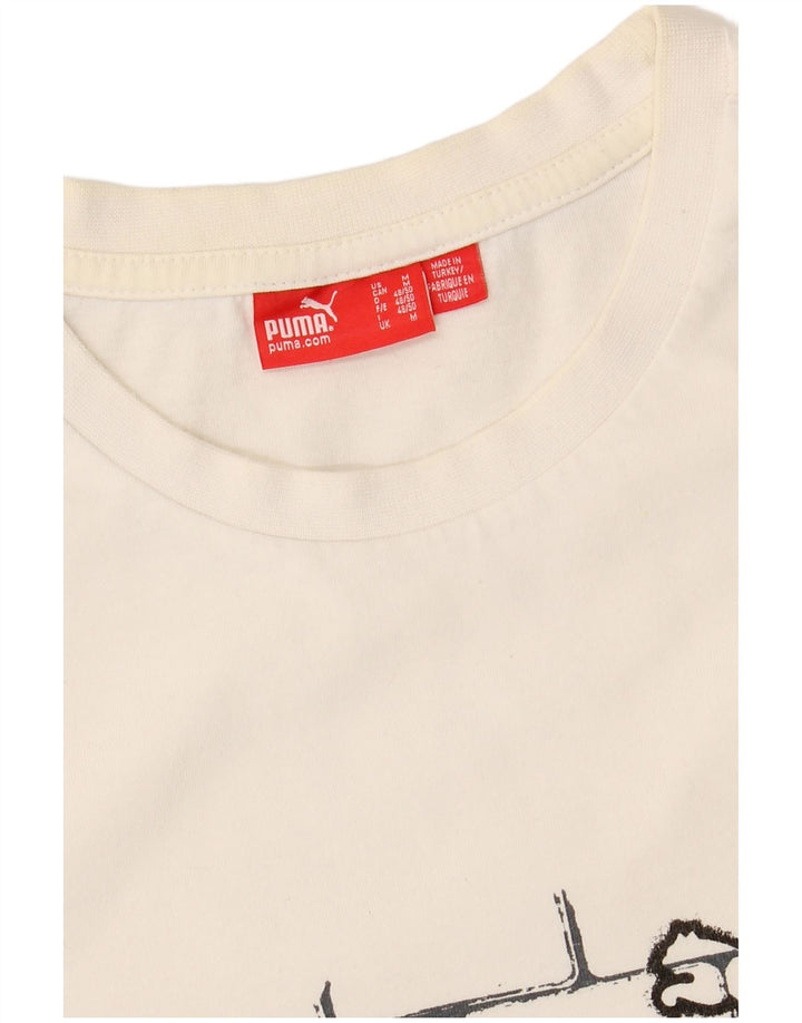 PUMA Mens Graphic T-Shirt Top Medium White Cotton