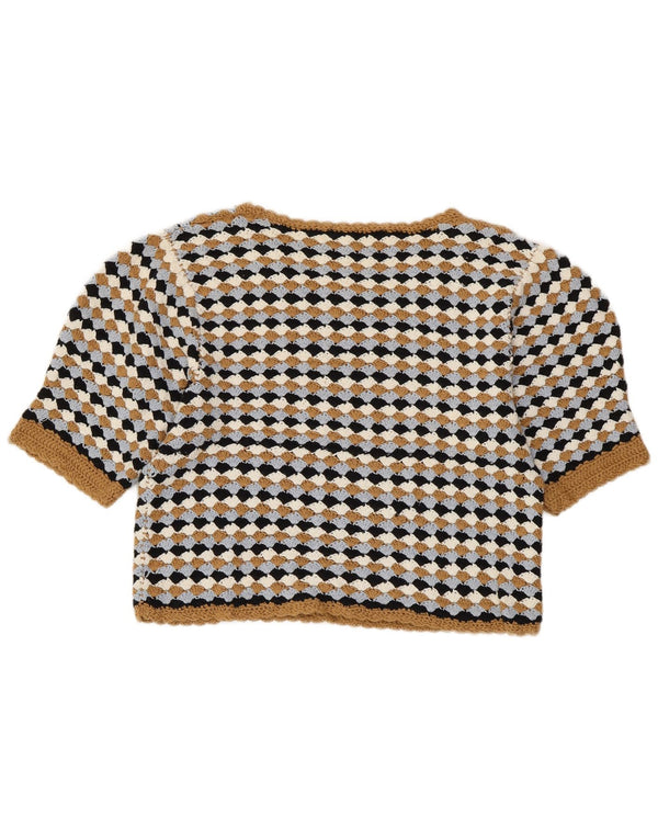 ZARA Womens Crop Boat Neck Jumper Sweater UK 14 Large Multicolor