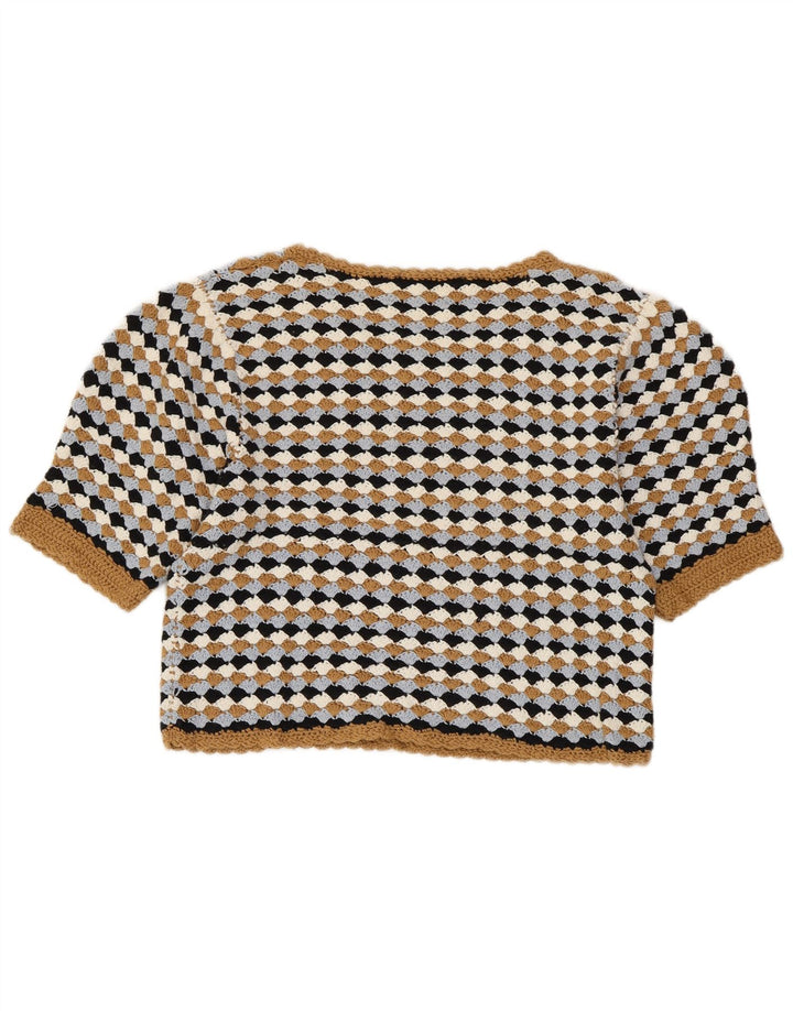 ZARA Womens Crop Boat Neck Jumper Sweater UK 14 Large Multicolor