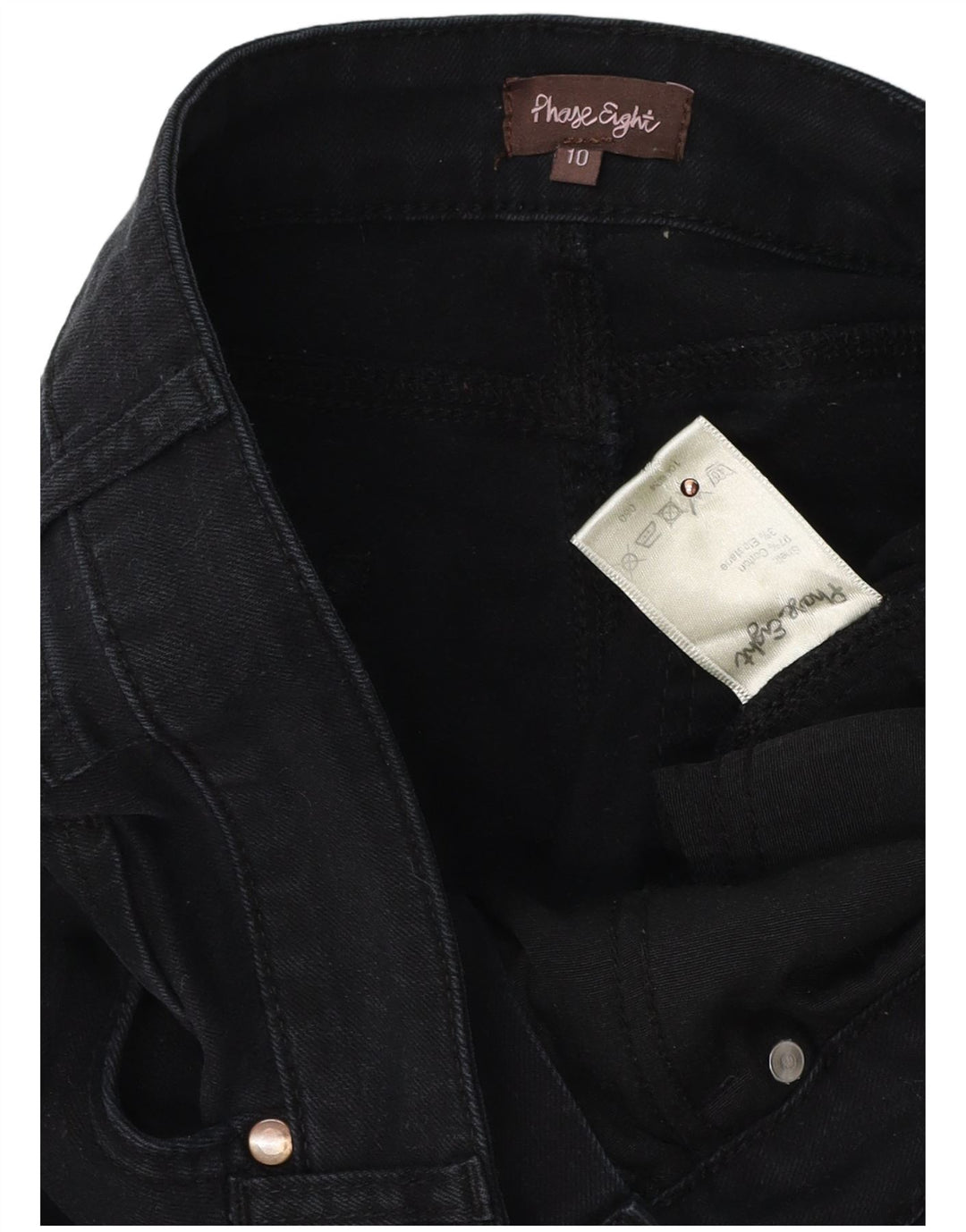 FASE otte Dame Slim Jeans UK 10 Small W32 L32 Black Bomuld