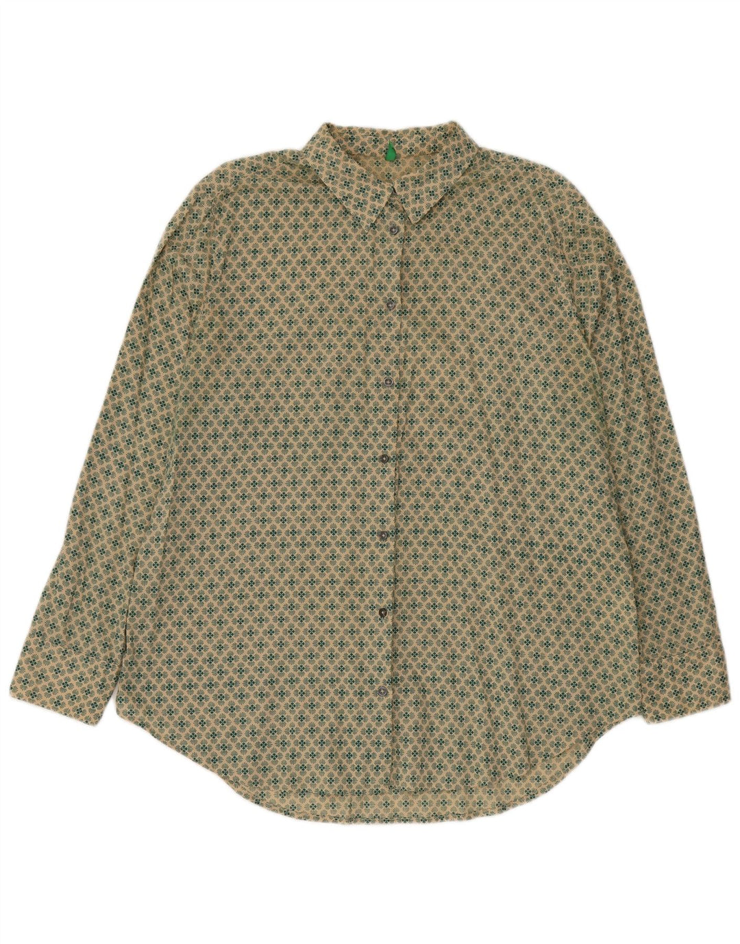 BENETTON Herreskjorte Stor grøn blomstret bomuld