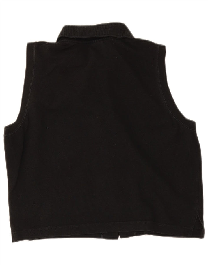 Lacoste Womens Crop ærmeløs skjortebluse Størrelse 44 Large Sort