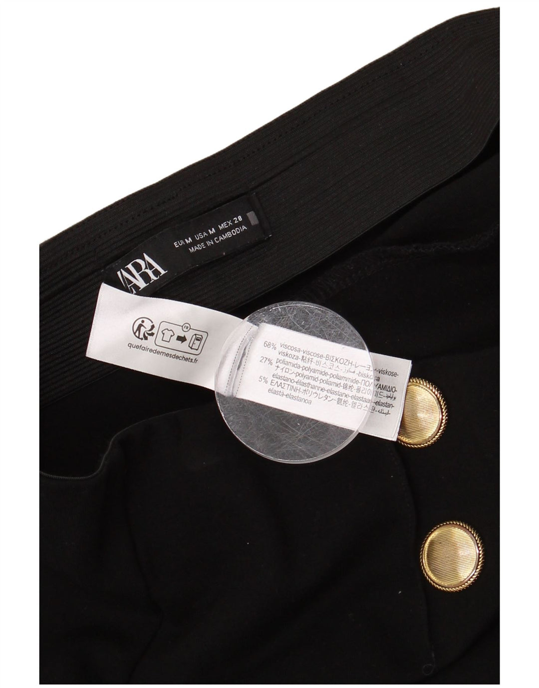 Zara Womens High Waist Cropped Trousers Medium W28 L25 Black Viscose