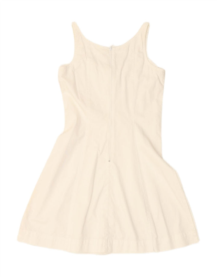 VINTAGE Womens Slip Dress UK 12 Medium Off White Cotton Vintage Vintage and Second-Hand Vintage from Messina Hembry 