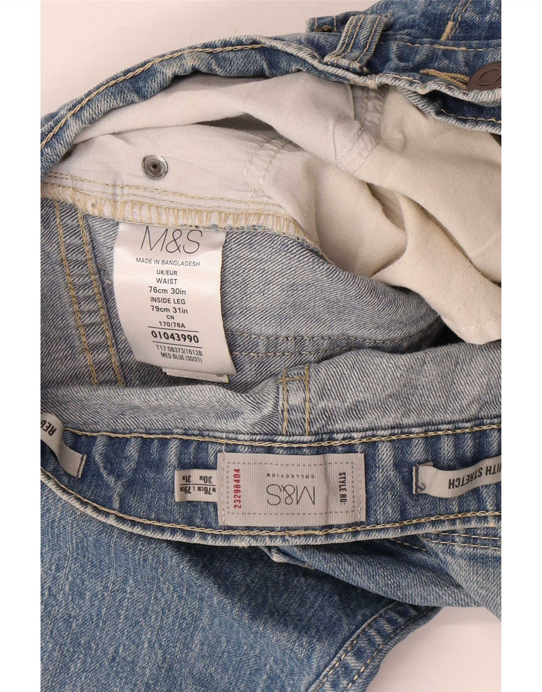Marks & Spencer Herre Regular Straight Jeans W30 L31 Blå Bomuld