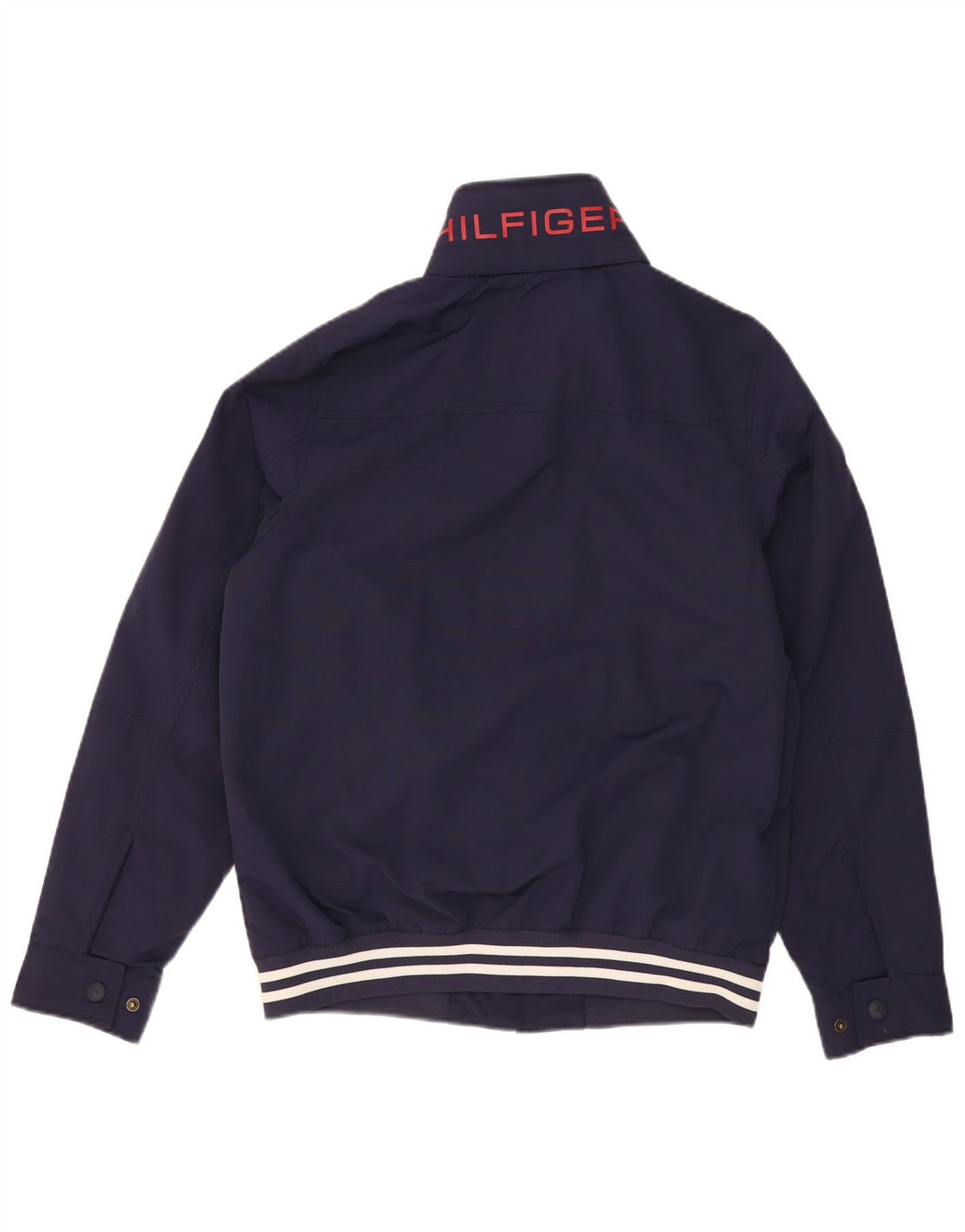 TOMMY HILFIGER Herre grafisk hættebomberjakke UK 36 Small Navy Blue