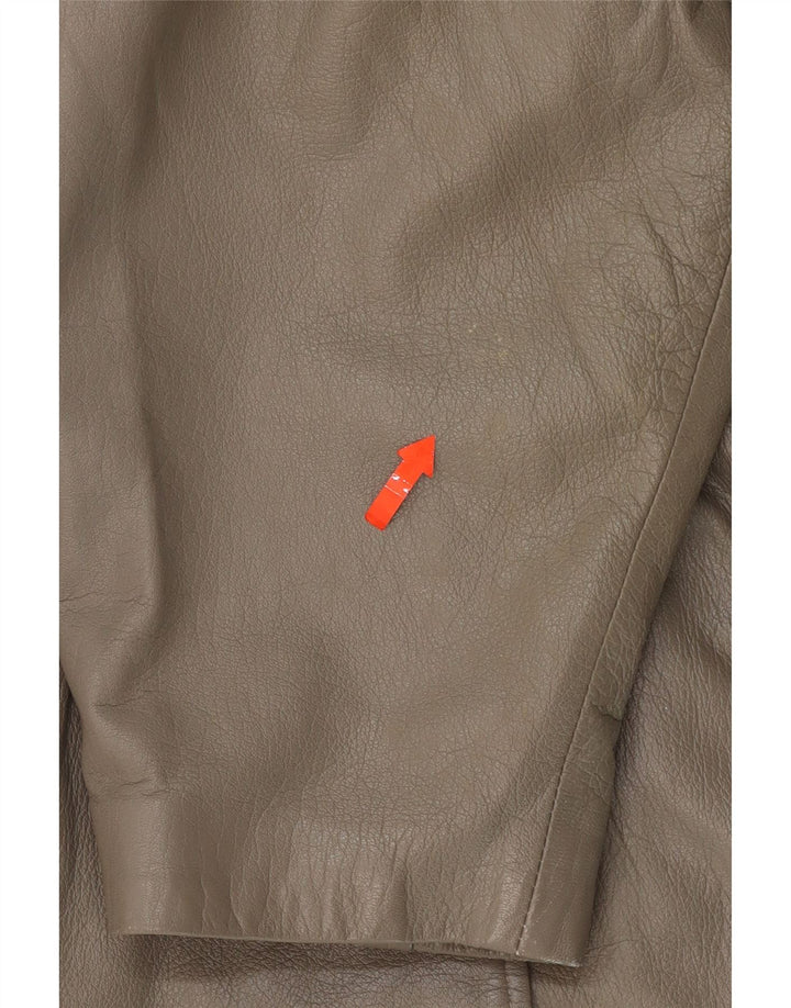 VINTAGE Womens Oversized Leather Jacket EU 44 XL Grey Vintage Vintage and Second-Hand Vintage from Messina Hembry 