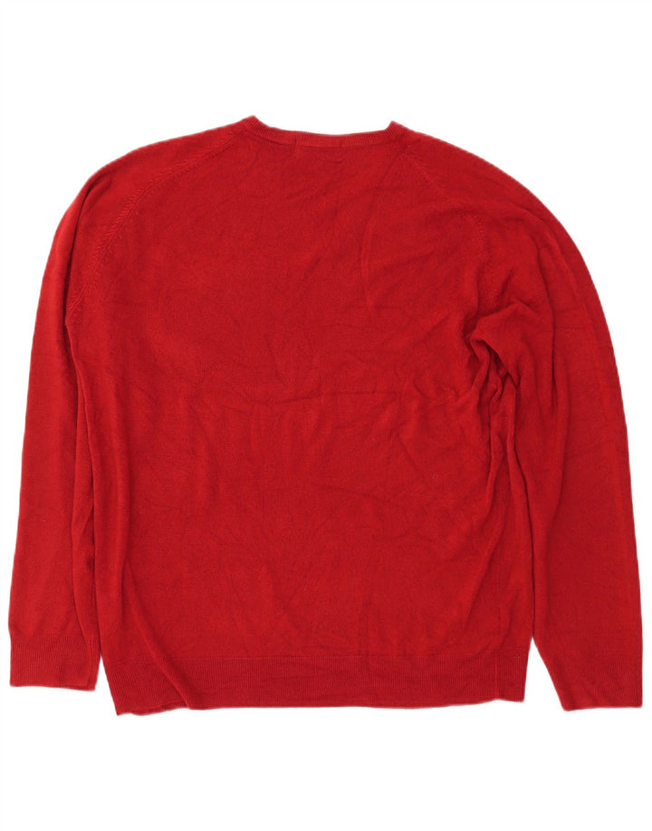 MARKS & SPENCER Herre Blue Harbor V-hals sweater Stor rød akryl