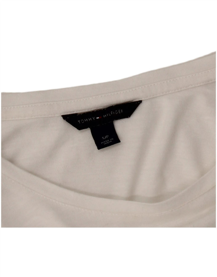 TOMMY HILFIGER Dame Asymmetrisk Top Langærmet UK 10 Small White