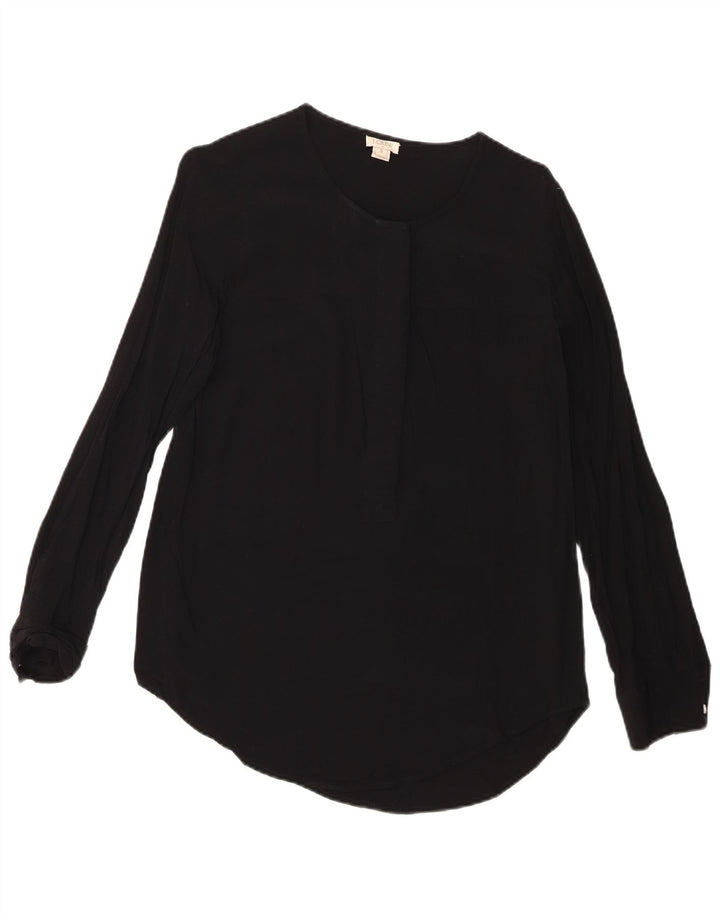 J. CREW Dame Langærmet Bluse Top UK 10 Small Black Viscose