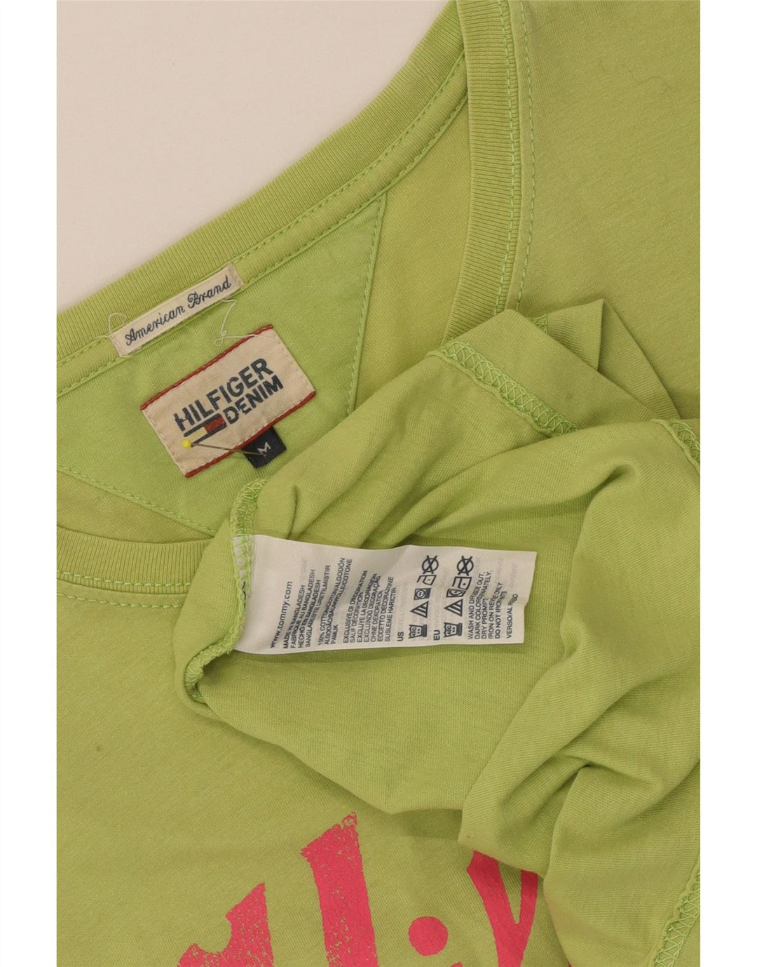 TOMMY HILFIGER Herre grafisk T-shirt top mellemgrøn bomuld