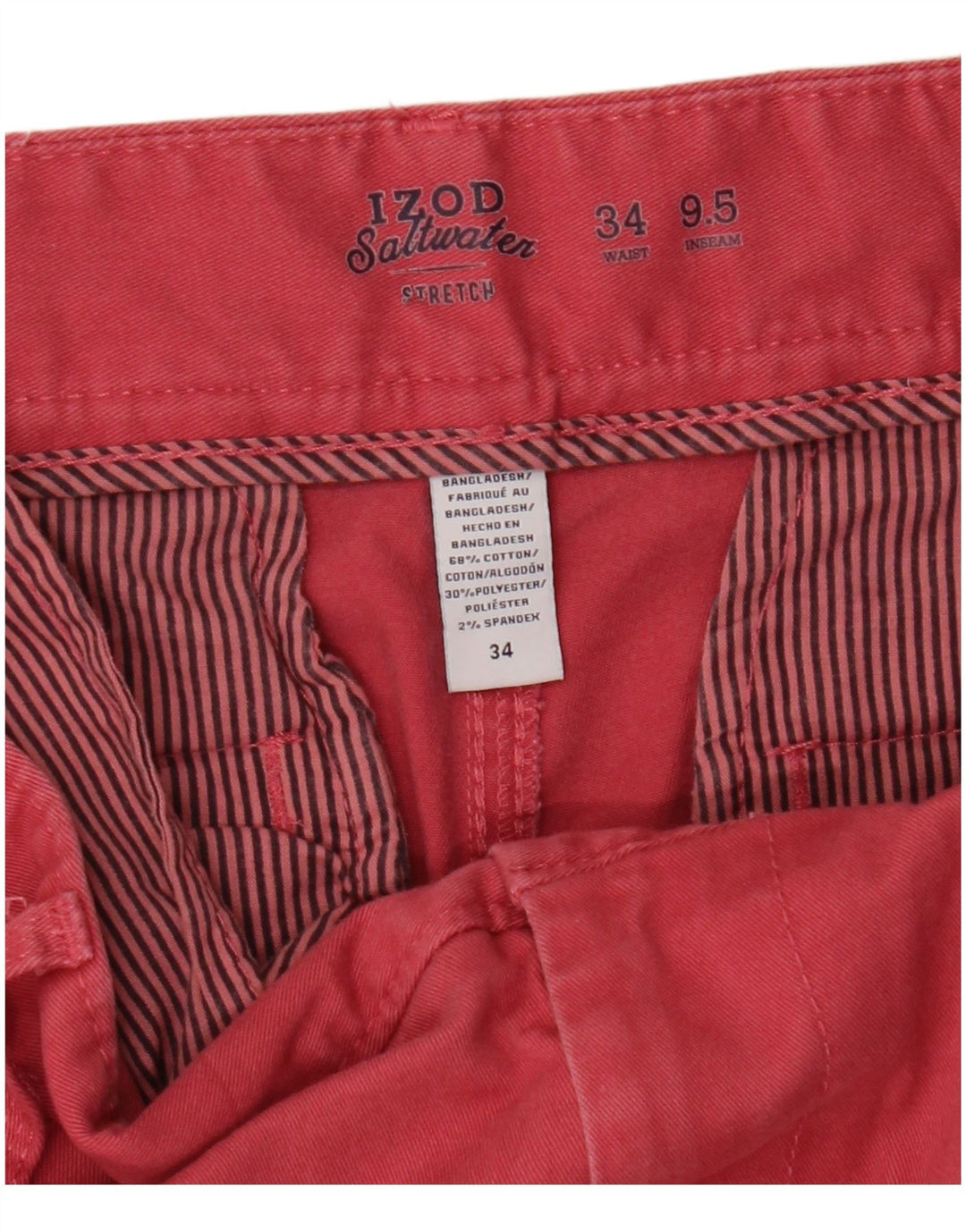 Izod Herre Salt Water Chino Shorts W34 Large Pink Bomuld