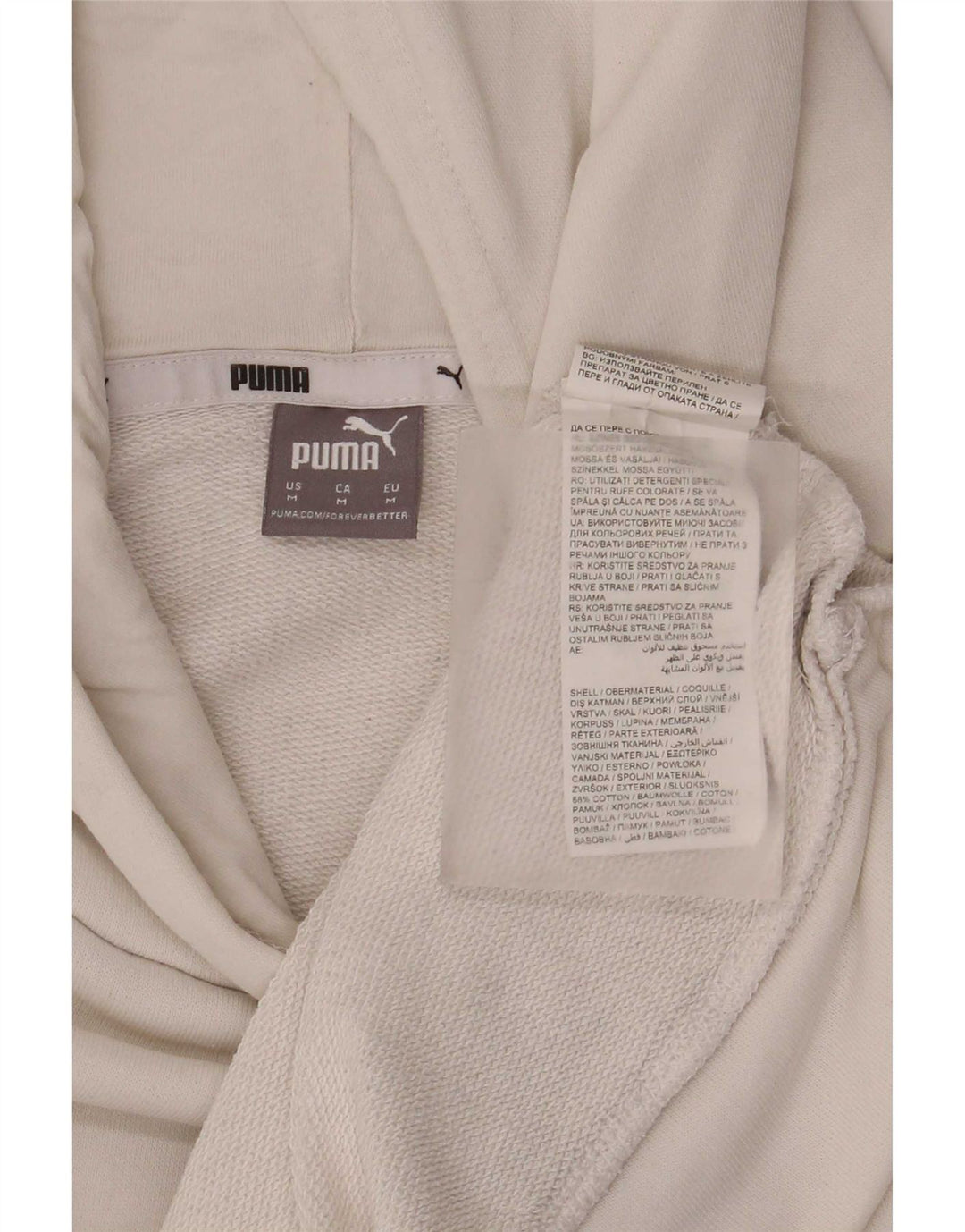 Puma Dame Grafisk Oversized Hoodie Jumper UK 14 Medium White Bomuld