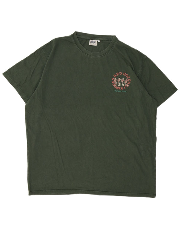 Weird Fish Herre Grafisk T-Shirt Top 2XL Grøn Bomuld