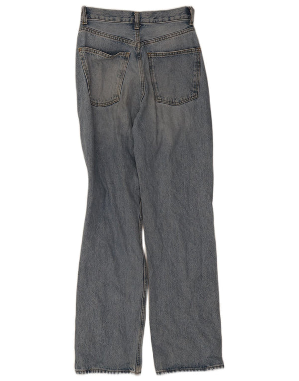 Zara Dame Højtaljede Straight Jeans EU 32 2XS W22 L28 Blå