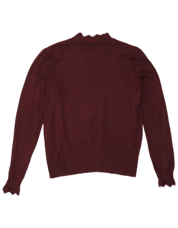 Oasis Dame Turtle Neck Jumper Sweater UK 8 Small Burgundy Viscose