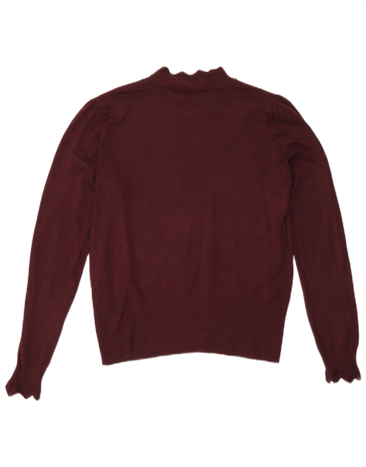 Oasis Dame Turtle Neck Jumper Sweater UK 8 Small Burgundy Viscose