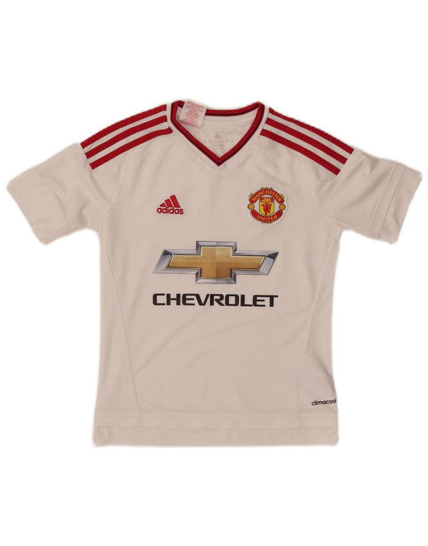 ADIDAS Boys Manchester United Grafisk T-Shirt Top 9-10 år Hvid