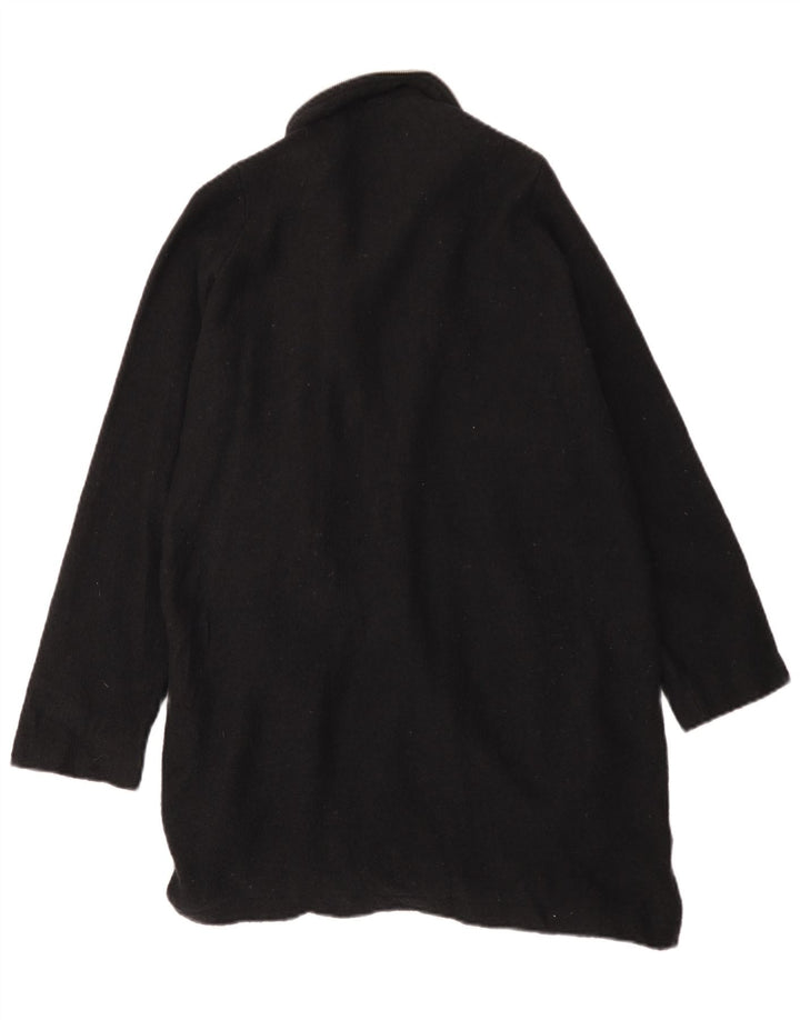 ZARA Dame Overfrakke UK 14 Medium Sort Uld