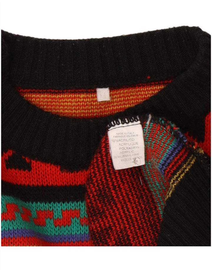 Vintage mænd med rund hals sweater medium flerfarvet Fair Isle