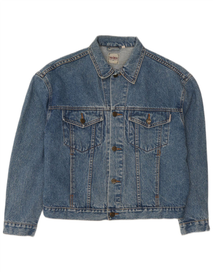 Vintage Dame Oversized Denim Jacket UK 14 Medium Blue Cotton