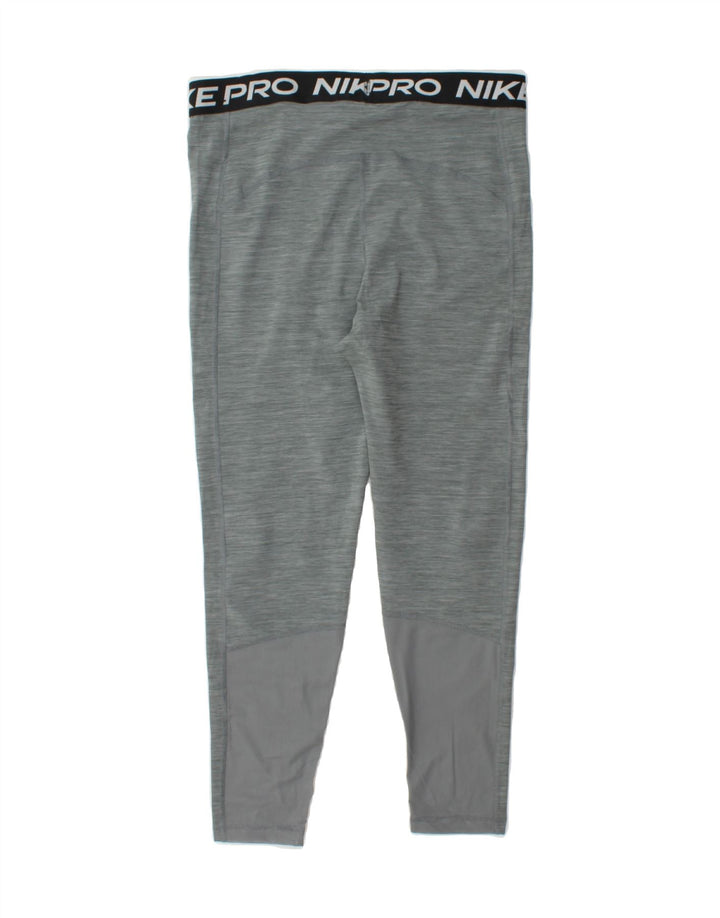NIKE Womens Dri Fit Graphic Leggings UK 14 Large Grey Flecked Polyester Vintage Nike and Second-Hand Nike from Messina Hembry 