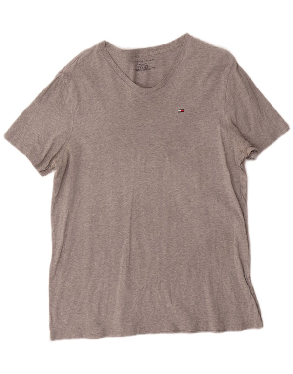 Tommy Hilfiger Herre T-shirt Top Medium Grey Flecked Bomuld