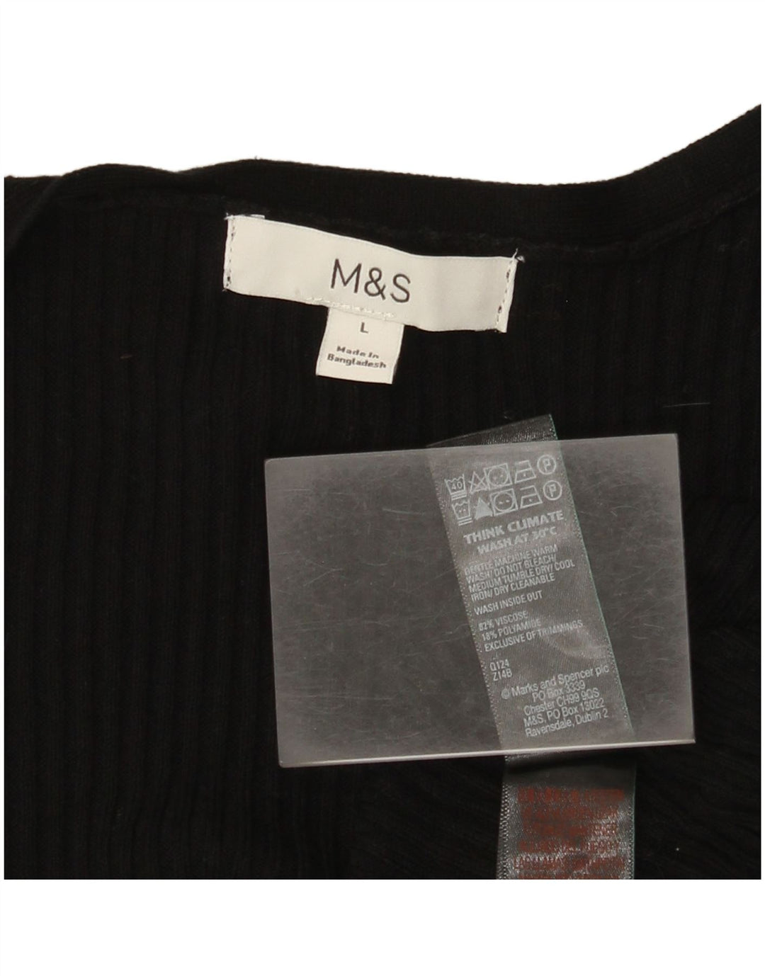 Marks & Spencer Dame Longline Åben Cardigan Sweater UK 16 Large Black