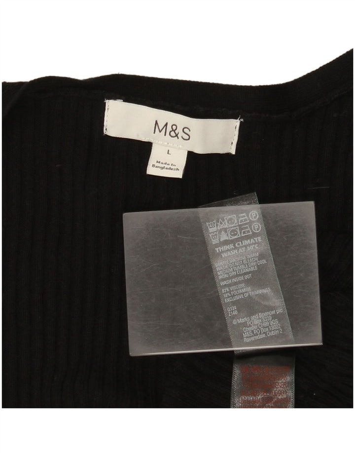 Marks & Spencer Dame Longline Åben Cardigan Sweater UK 16 Large Black