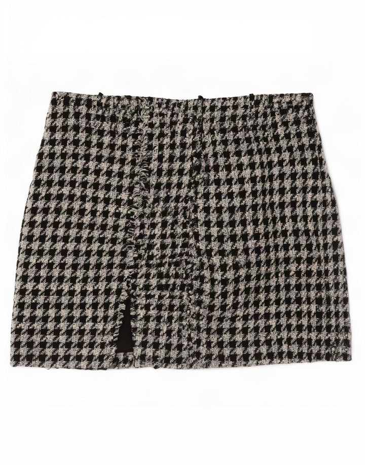 Zara Mini-nederdel til kvinder Small W26 Sort Houndstooth Polyester