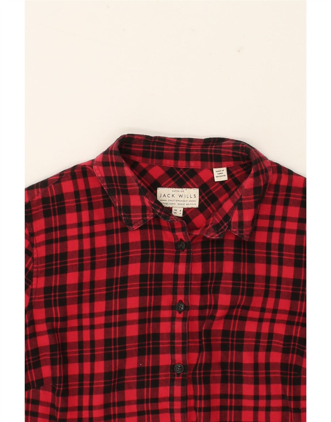 JACK WILLS Womens Flannel Shirt UK 8 Small Red Check Cotton Vintage Jack Wills and Second-Hand Jack Wills from Messina Hembry 