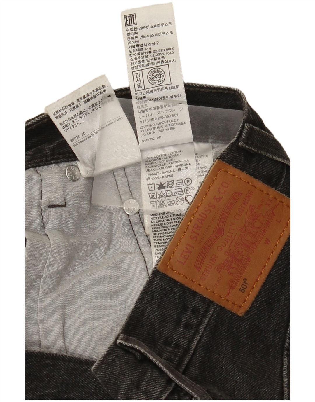 Levi's Dame 501 Straight Jeans W25 L26 Grå Bomuld