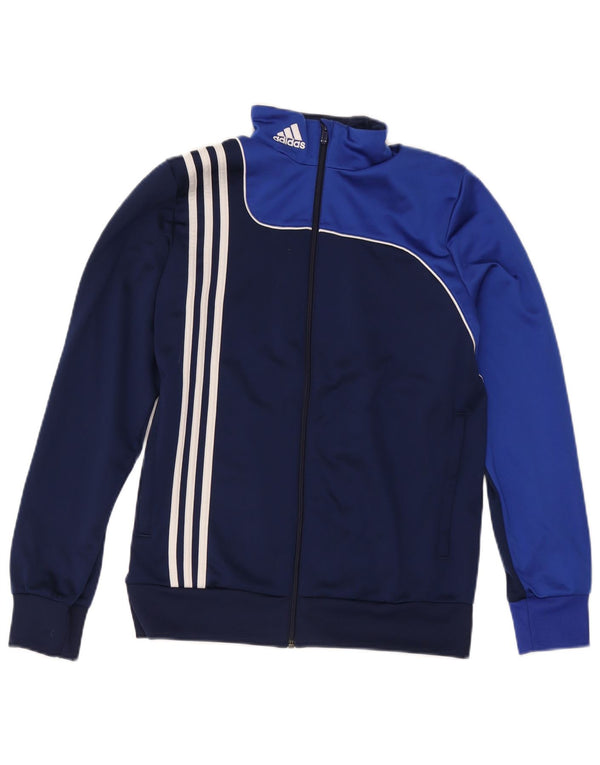 Adidas Boys Tracksuit Top Jacket 15-16 Years Navy Blue Colourblock