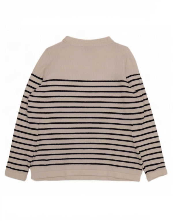 Joules Dame Boat Neck Jumper Sweater UK 14 Stor hvid stribet polyester