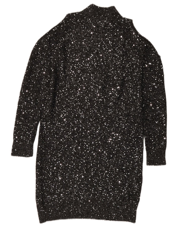 Oasis Dame Langærmet Sequin Jumper Kjole UK 10 Small Black Flecked