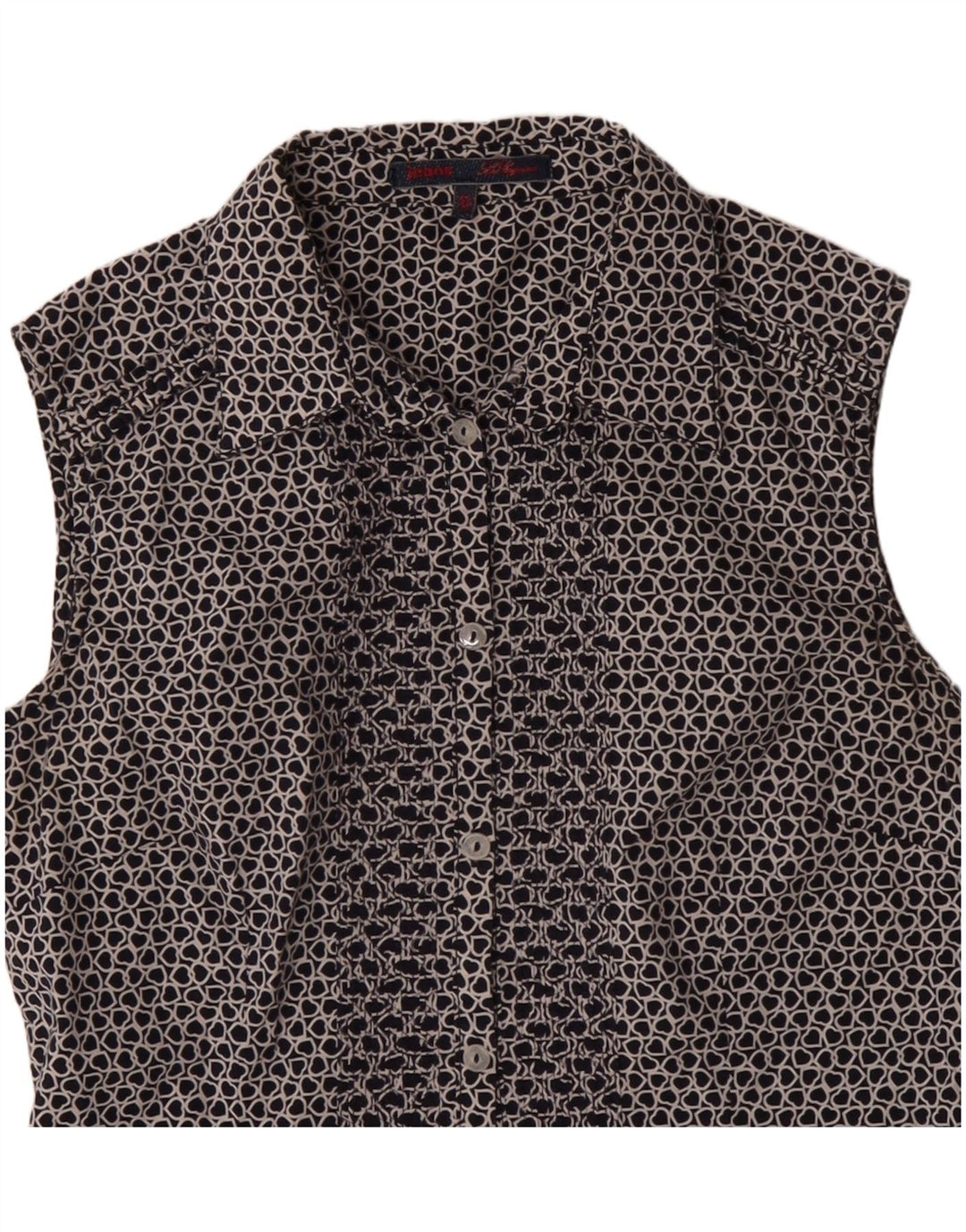 Les Copains Dame ærmeløs skjorte Bluse IT 42 Medium Navy Blue Heart