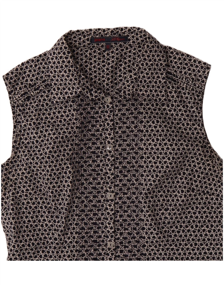 Les Copains Dame ærmeløs skjorte Bluse IT 42 Medium Navy Blue Heart