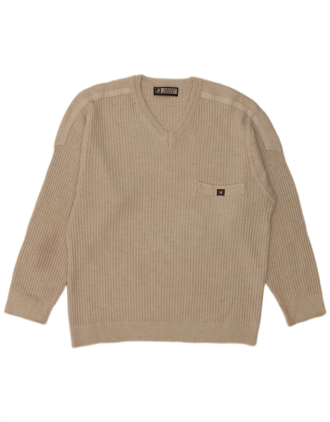 Green Coast Herre V-hals sweater IT 52 Stor Grå Merinould
