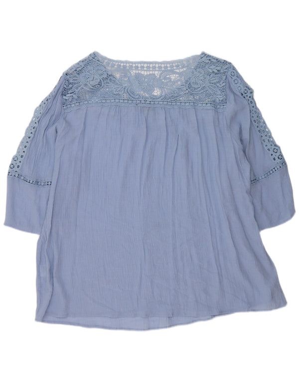 Marks & Spencer Dame Autograph 3/4-ærmet bluse Top UK 26 5XL Blå